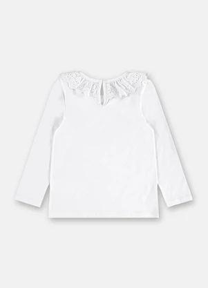 Up Baby - Blusa Infantil Gola Renda Branco - UP BABY