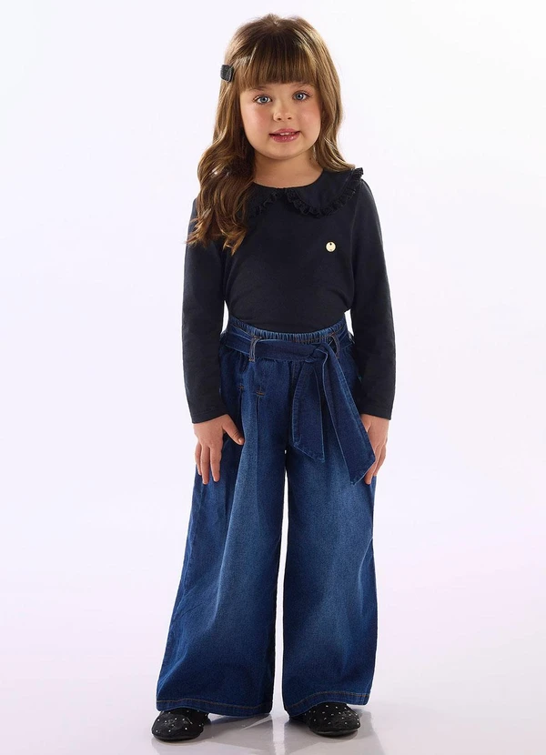 Up Baby - Blusa Infantil Gola Renda Preto 2