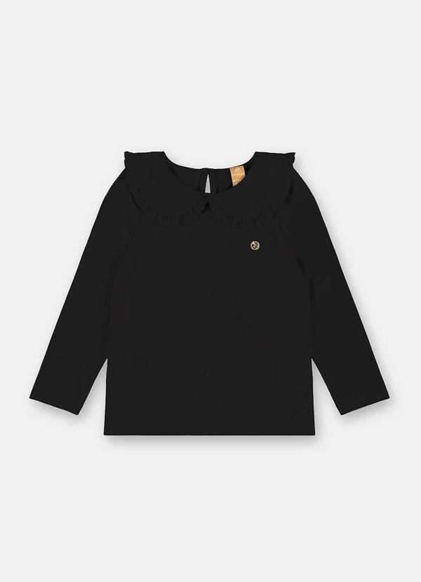 Up Baby - Blusa Infantil Gola Renda Preto 3