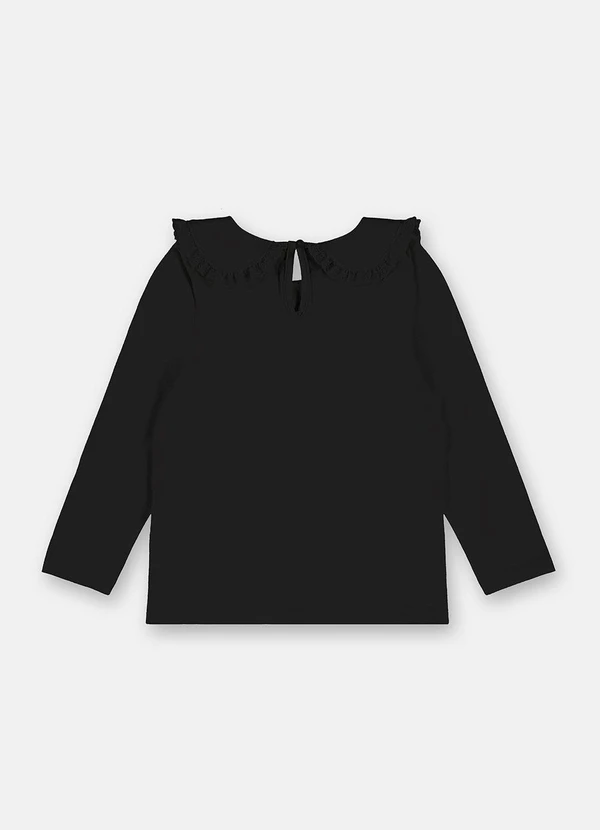 Up Baby - Blusa Infantil Gola Renda Preto 4