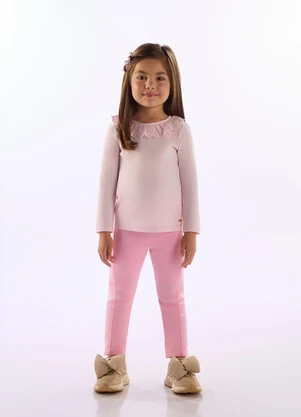 Up Baby - Blusa Infantil Gola Renda Rosa - UP BABY