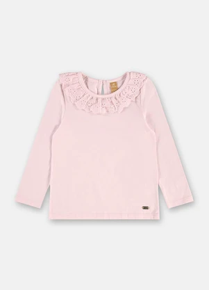 Up Baby - Blusa Infantil Gola Renda Rosa - UP BABY