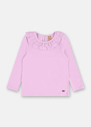 Up Baby - Blusa Infantil Gola Renda Roxo - UP BABY