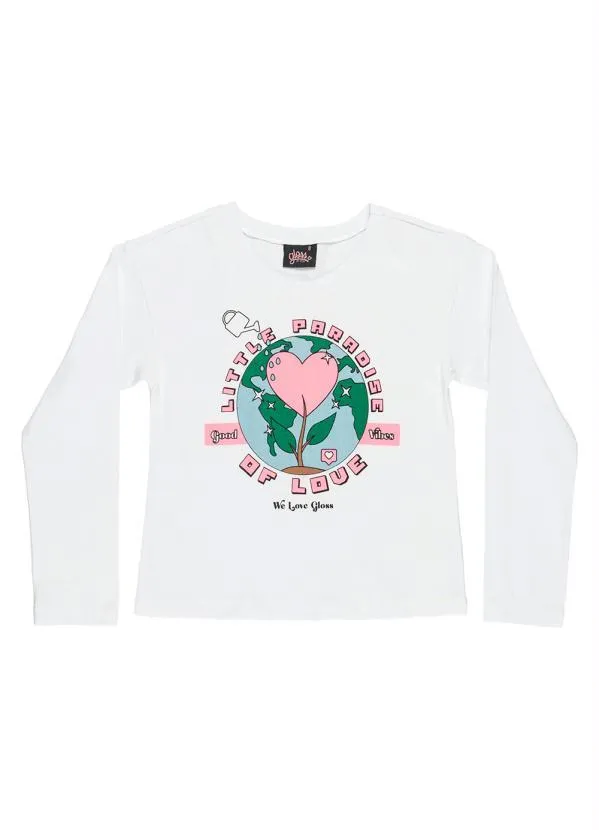 Gloss - Blusa Infantil Little Paradise Of Love Branco 3