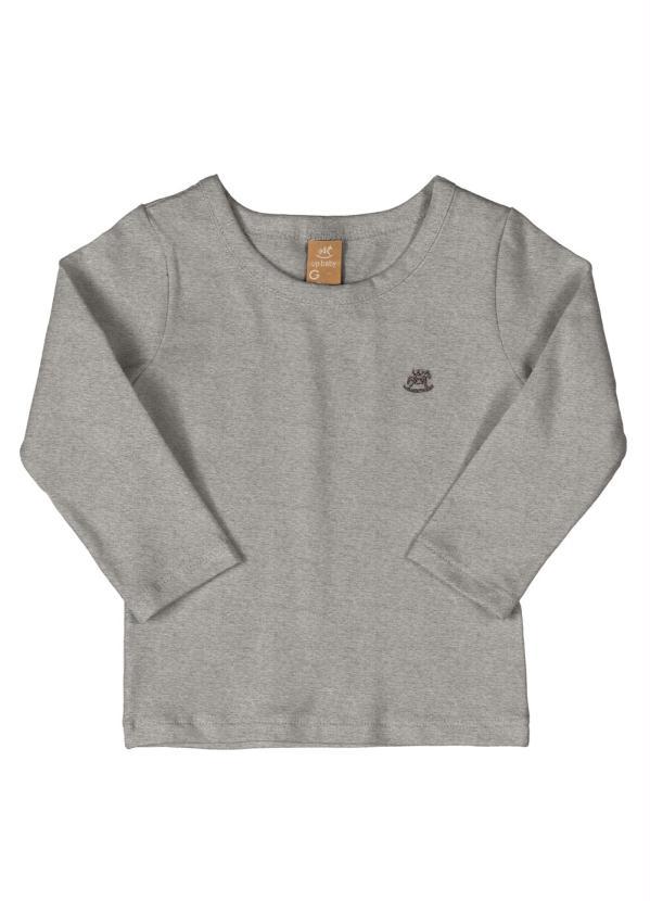 Up Baby - Blusa Infantil Manga Longa Básica Cinza