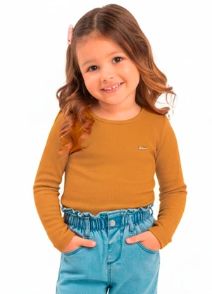 Duduka - Blusa Infantil Manga Longa Bege - DUDUKA