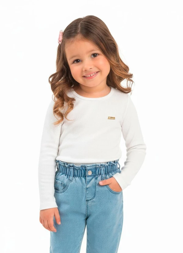 Duduka - Blusa Infantil Manga Longa Branco