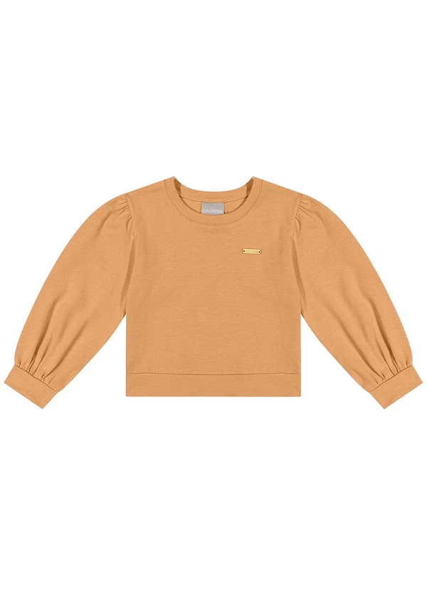 Colorittá - Blusa Infantil Manga Longa Bufante Laranja