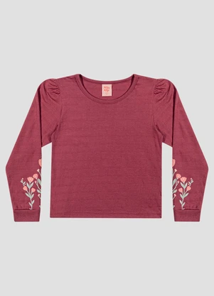 Kely Kety - Blusa Infantil Manga Longa com Estampa Relevo Bordo - KELY KETY