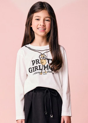 Momi - Blusa Infantil Manga Longa de Ursinho com Strass - MOMI
