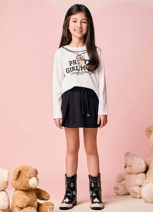Momi - Blusa Infantil Manga Longa de Ursinho com Strass - MOMI