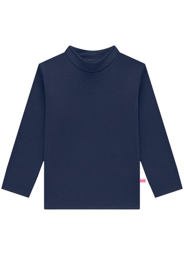 Marlan - Blusa Infantil Manga Longa em Punho Azul