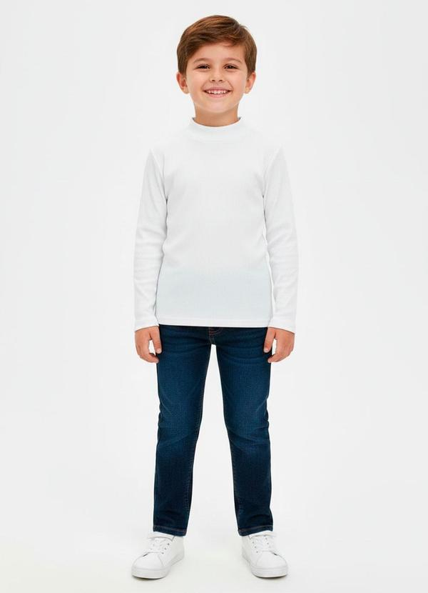 Marlan - Blusa Infantil Manga Longa em Punho Branco