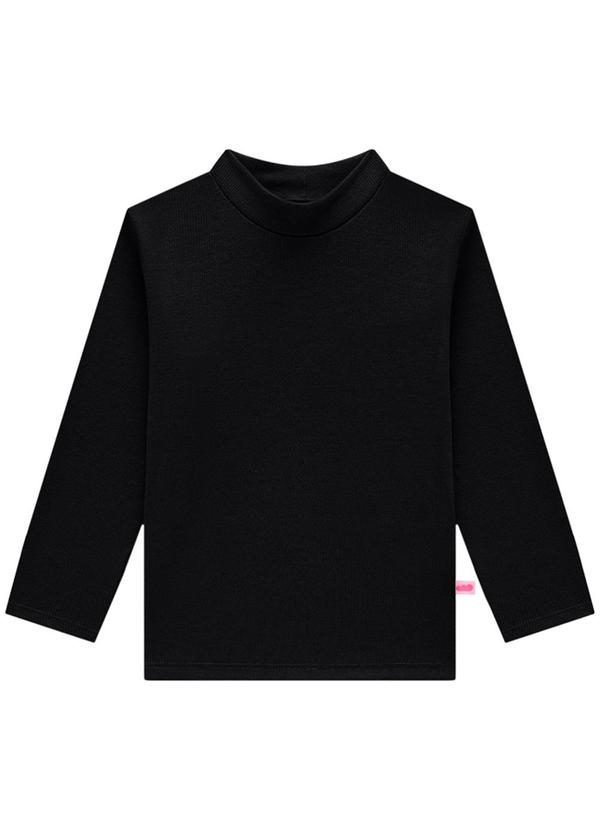 Marlan - Blusa Infantil Manga Longa em Punho Preto