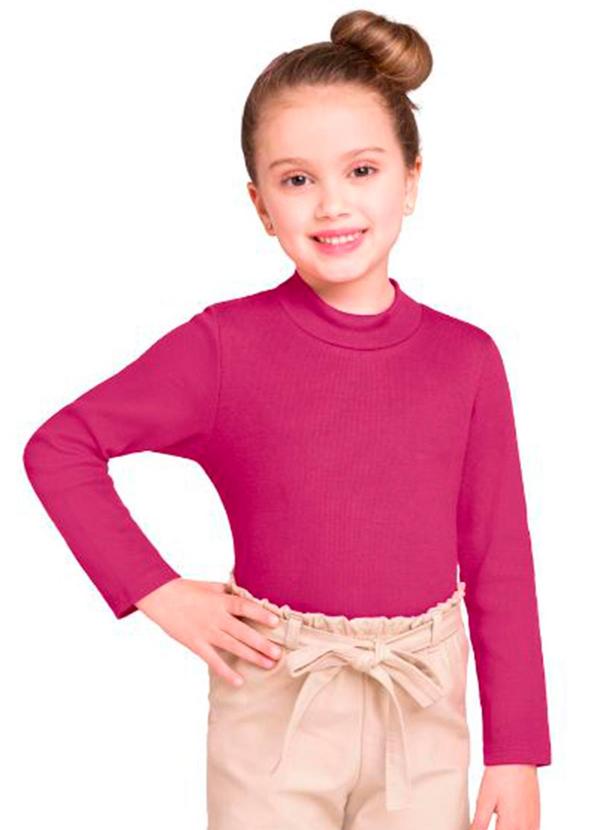 Marlan - Blusa Infantil Manga Longa em Punho Rosa