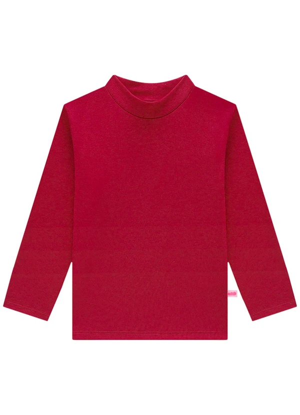 Marlan - Blusa Infantil Manga Longa em Punho Vermelho