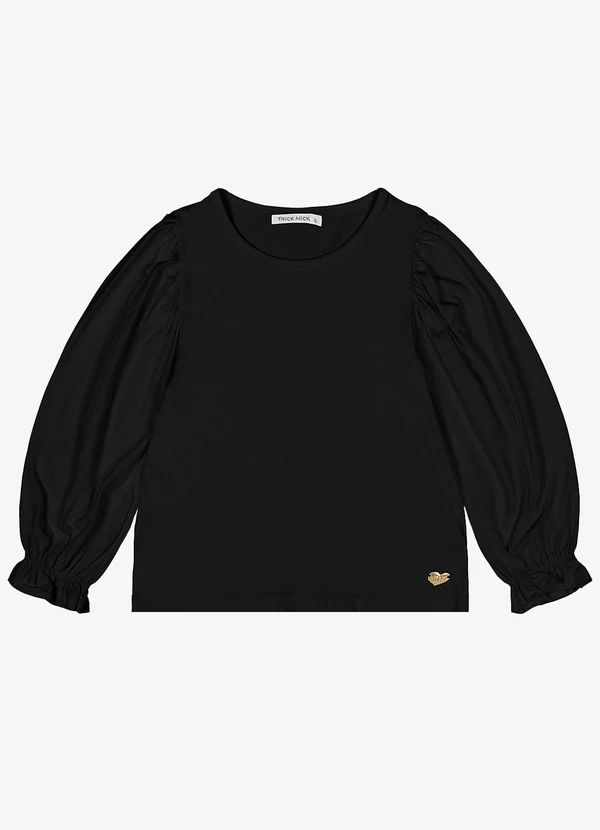 Trick Nick - Blusa Infantil Manga Longa Preto