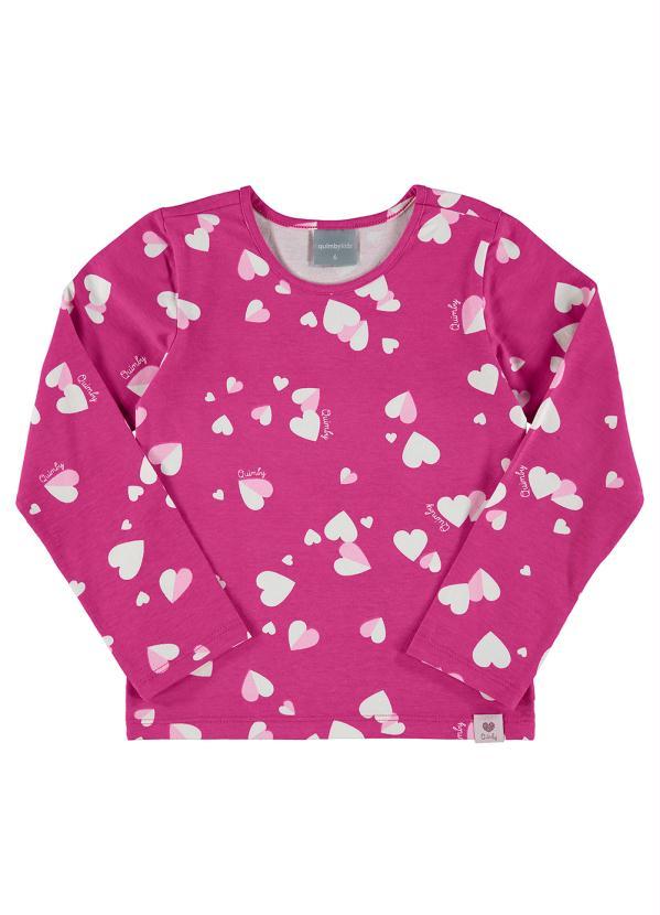 Quimby - Blusa Infantil Manga Longa Rosa