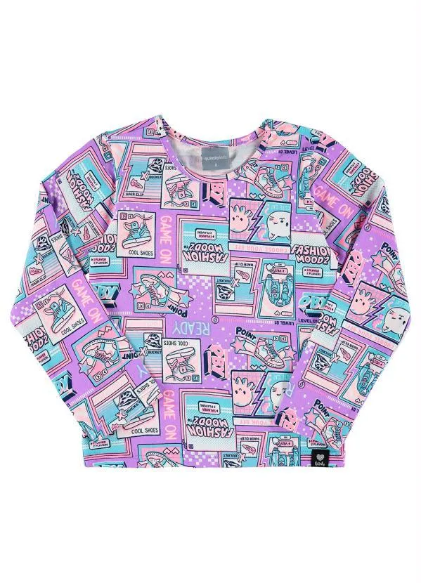 Quimby - Blusa Infantil Manga Longa Roxo