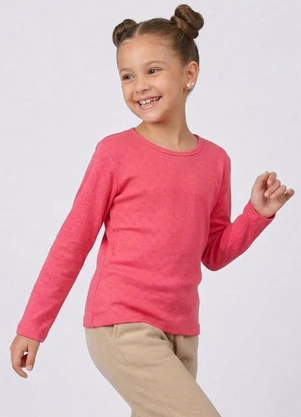 Torra - Blusa Infantil Manga Longa Texturizada Rosa - TORRA