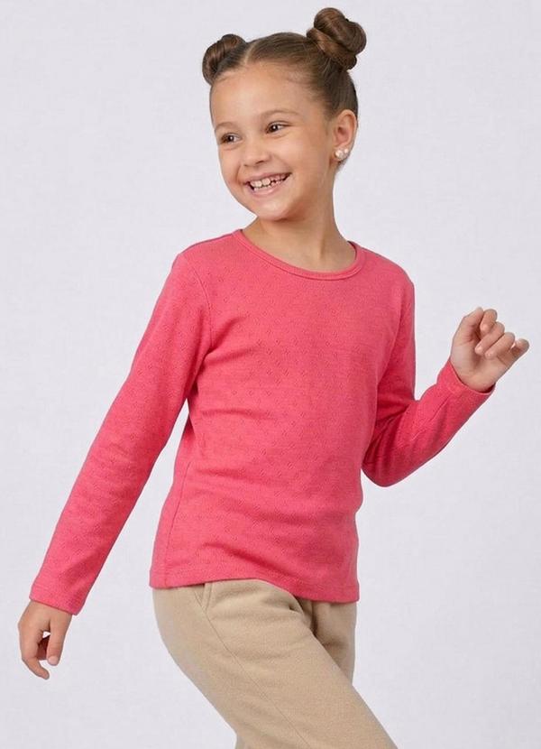 Torra - Blusa Infantil Manga Longa Texturizada Rosa