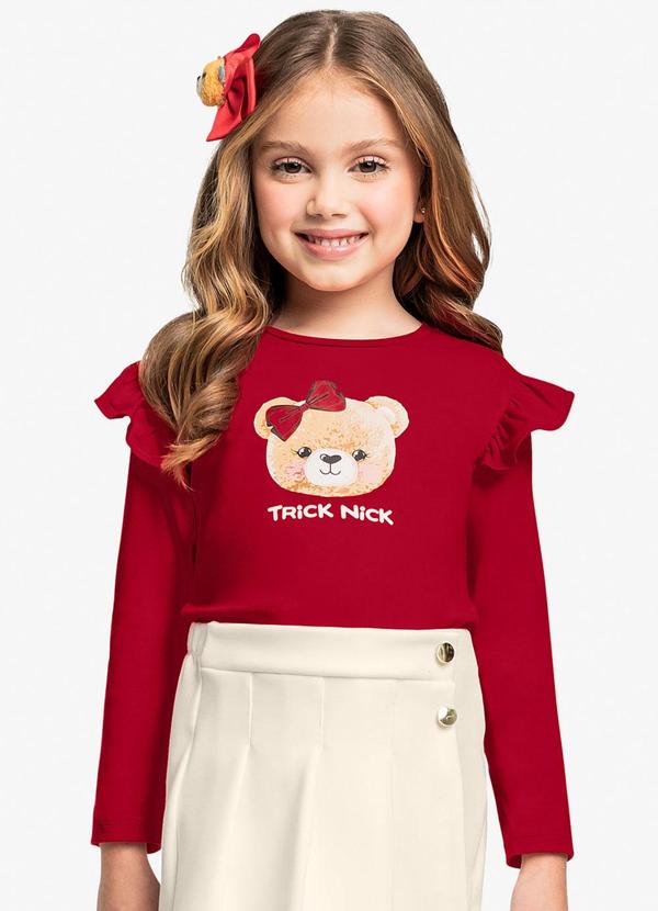 Trick Nick - Blusa Infantil Manga Longa Vermelho
