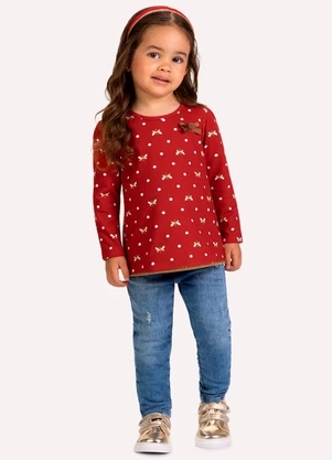 Milon - Blusa Infantil Menina Abelhas Vermelho - MILON