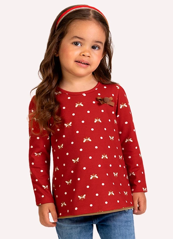 Milon - Blusa Infantil Menina Abelhas Vermelho