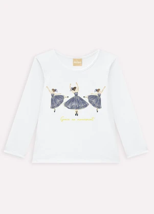 Milon - Blusa Infantil Menina Bailarinas Branco - MILON