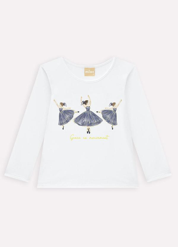 Milon - Blusa Infantil Menina Bailarinas Branco