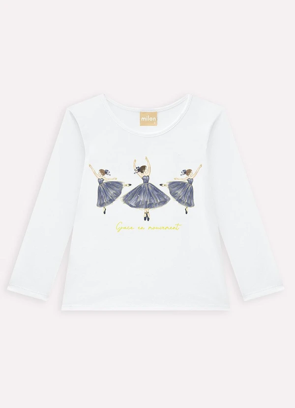 Milon - Blusa Infantil Menina Bailarinas Branco