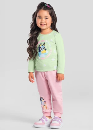 Brandili - Blusa Infantil Menina Bluey com Glitter Verde - BRANDILI