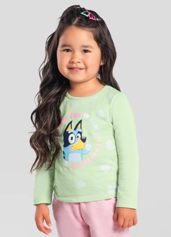 Brandili - Blusa Infantil Menina Bluey com Glitter Verde
