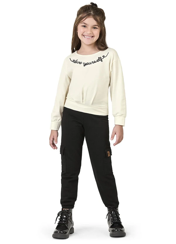 Elian - Blusa Infantil Menina Bordado Bege 2