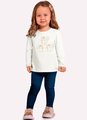 Milon - Blusa Infantil Menina Bordado Off White - MILON