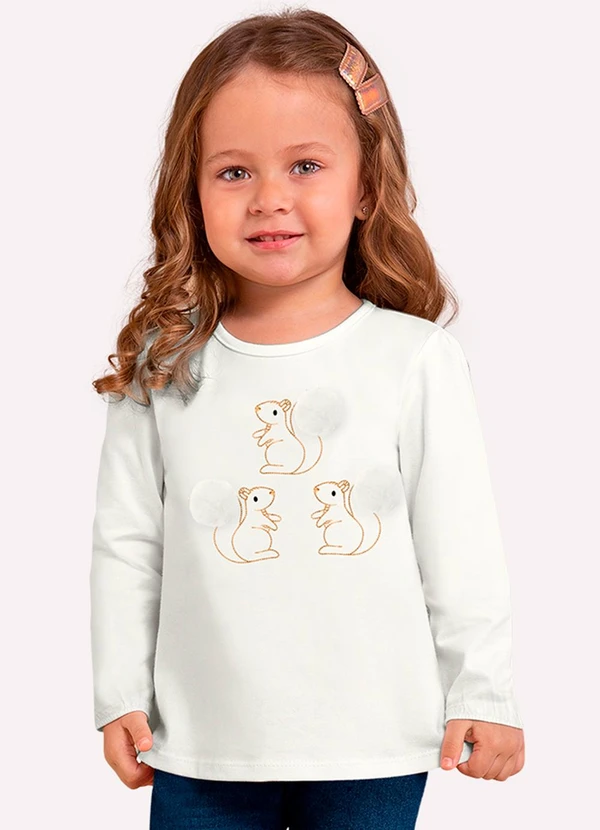 Milon - Blusa Infantil Menina Bordado Off White