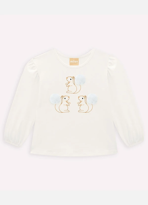 Milon - Blusa Infantil Menina Bordado Off White 3