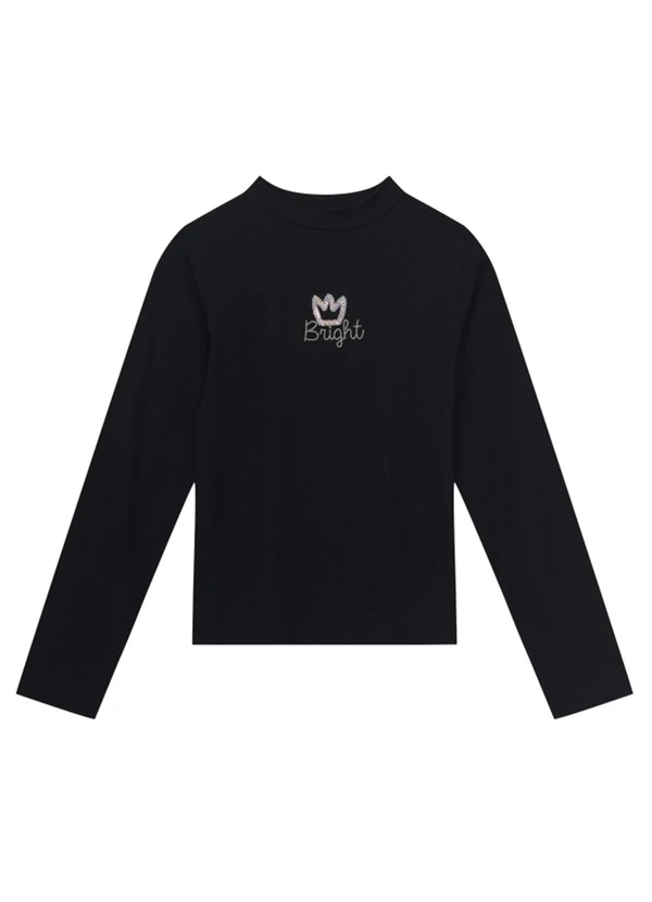 Brandili - Blusa Infantil Menina Brilhante Preto