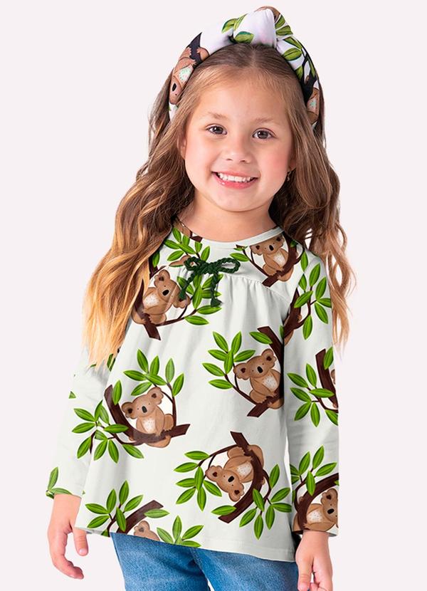 Nanai - Blusa Infantil Menina Coala Off White