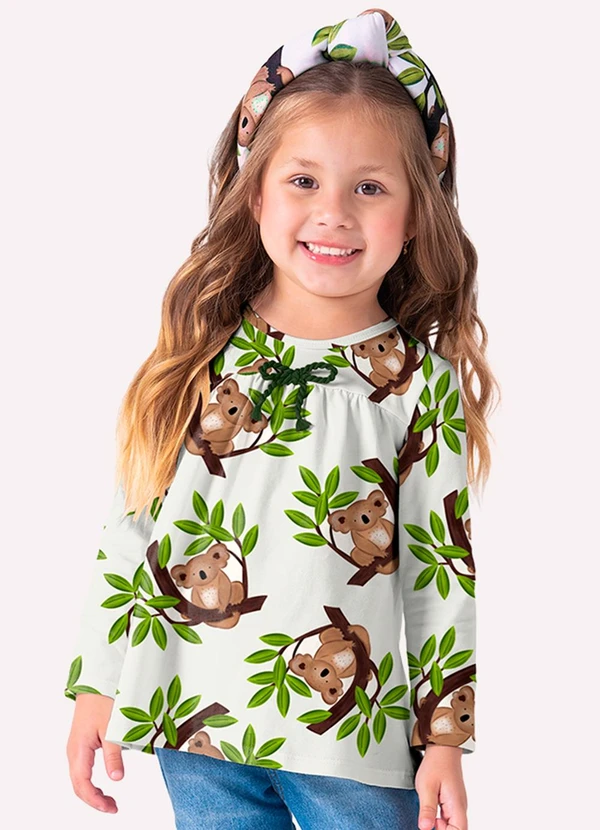 Nanai - Blusa Infantil Menina Coala Off White