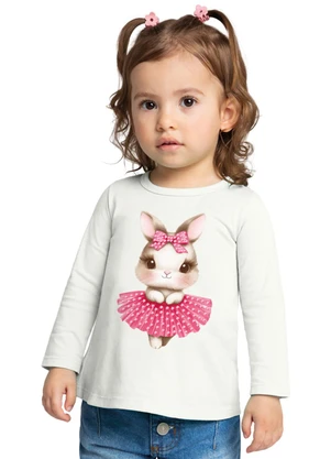 Kyly - Blusa Infantil Menina Coelhinha Off White - KYLY