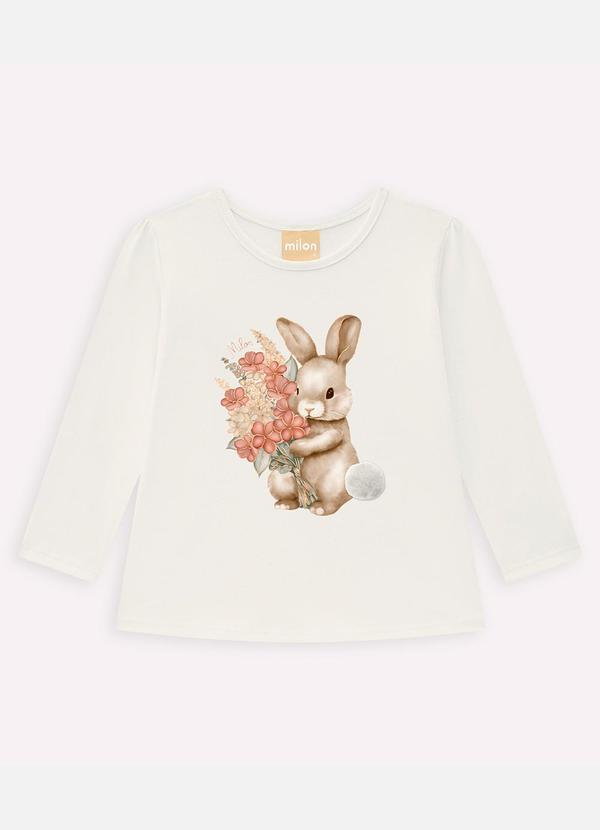 Milon - Blusa Infantil Menina Coelhinho Off White