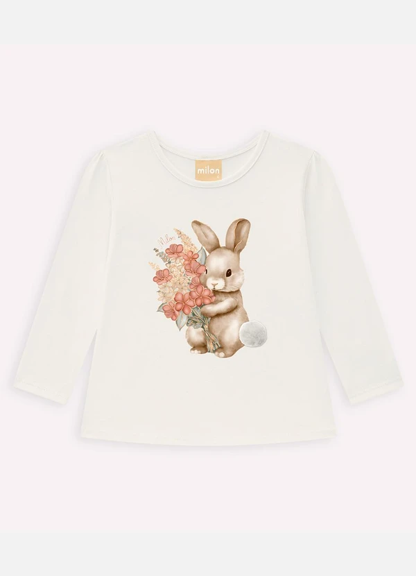 Milon - Blusa Infantil Menina Coelhinho Off White