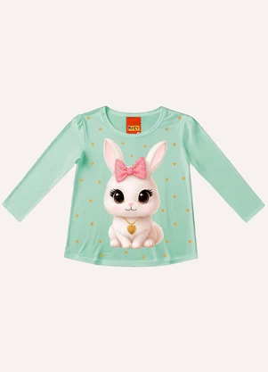 Kyly - Blusa Infantil Menina Coelhinho Verde - KYLY