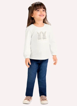 Milon - Blusa Infantil Menina Coelhinhos Branco - MILON