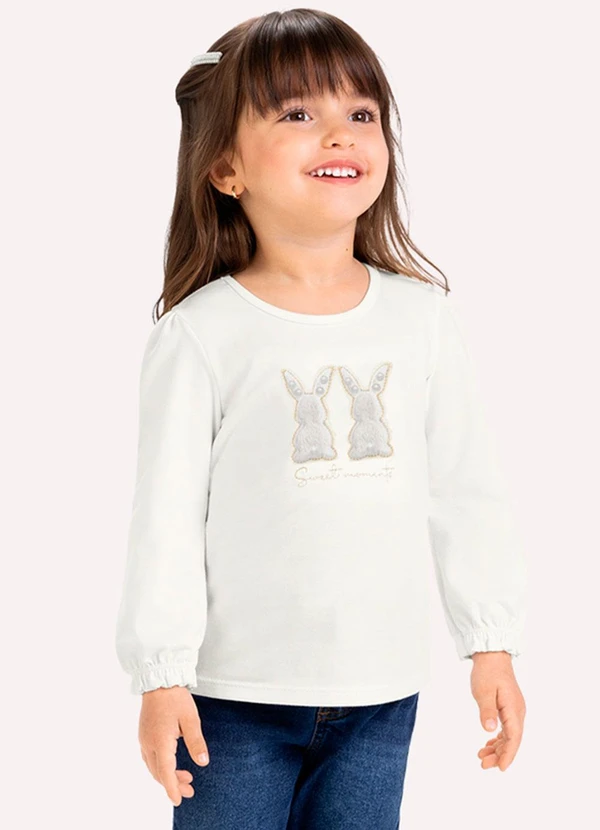 Milon - Blusa Infantil Menina Coelhinhos Branco