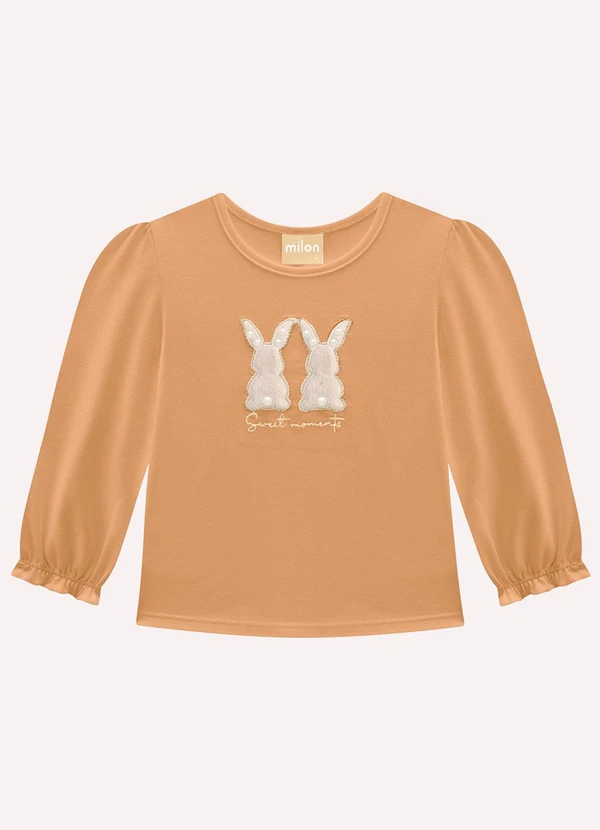Milon - Blusa Infantil Menina Coelhinhos Marrom