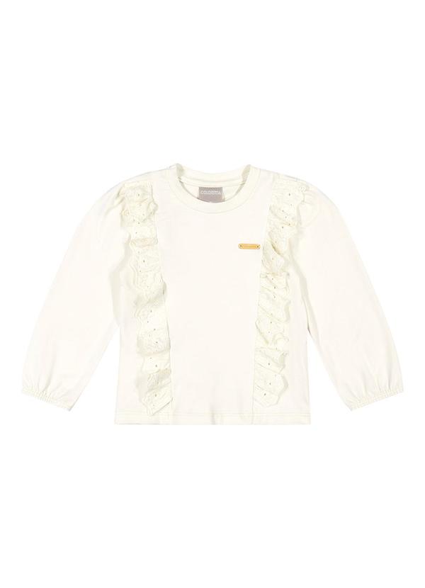 Colorittá - Blusa Infantil Menina com Babado Laise Bege