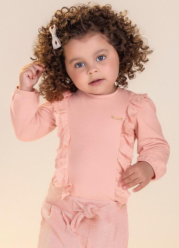 Colorittá - Blusa Infantil Menina com Babado Laise Rosa