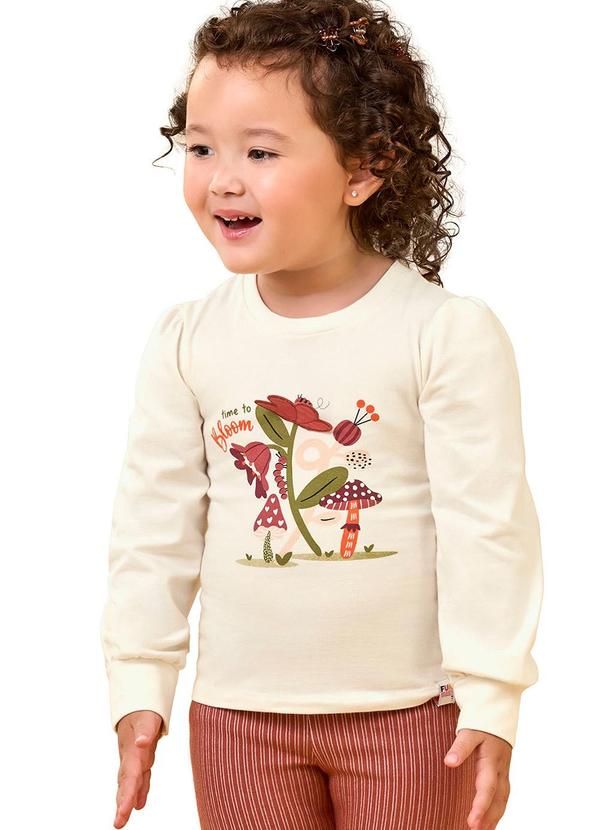 Elian - Blusa Infantil Menina com Bordado Bege